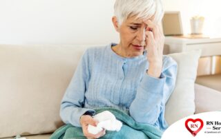 An older sick woman represents what family caregivers want to avoid, especially during flu season.